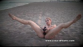 Tianica Rae and her big black sex toy on the beach