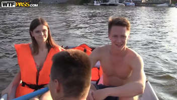 Scarecrow on water: Extreme threesome on a boat!