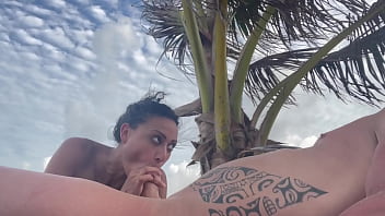 Russian receptionist Lara fucks on a beach