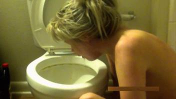 Naked girl vomit with hot gagging